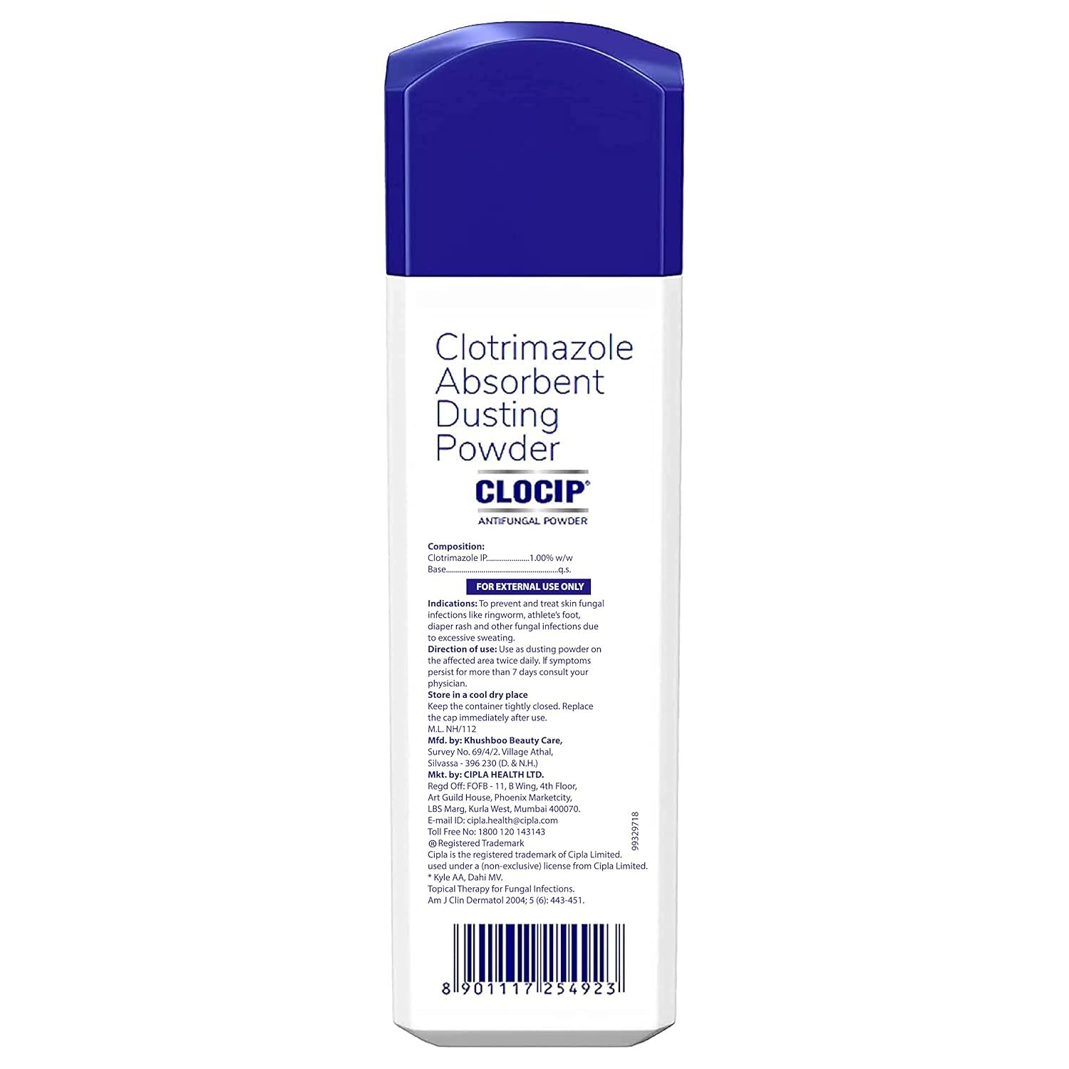 Clocip Anti-Fungal Dusting Powder | For Skin Infections, Itching, Rashes 100gm