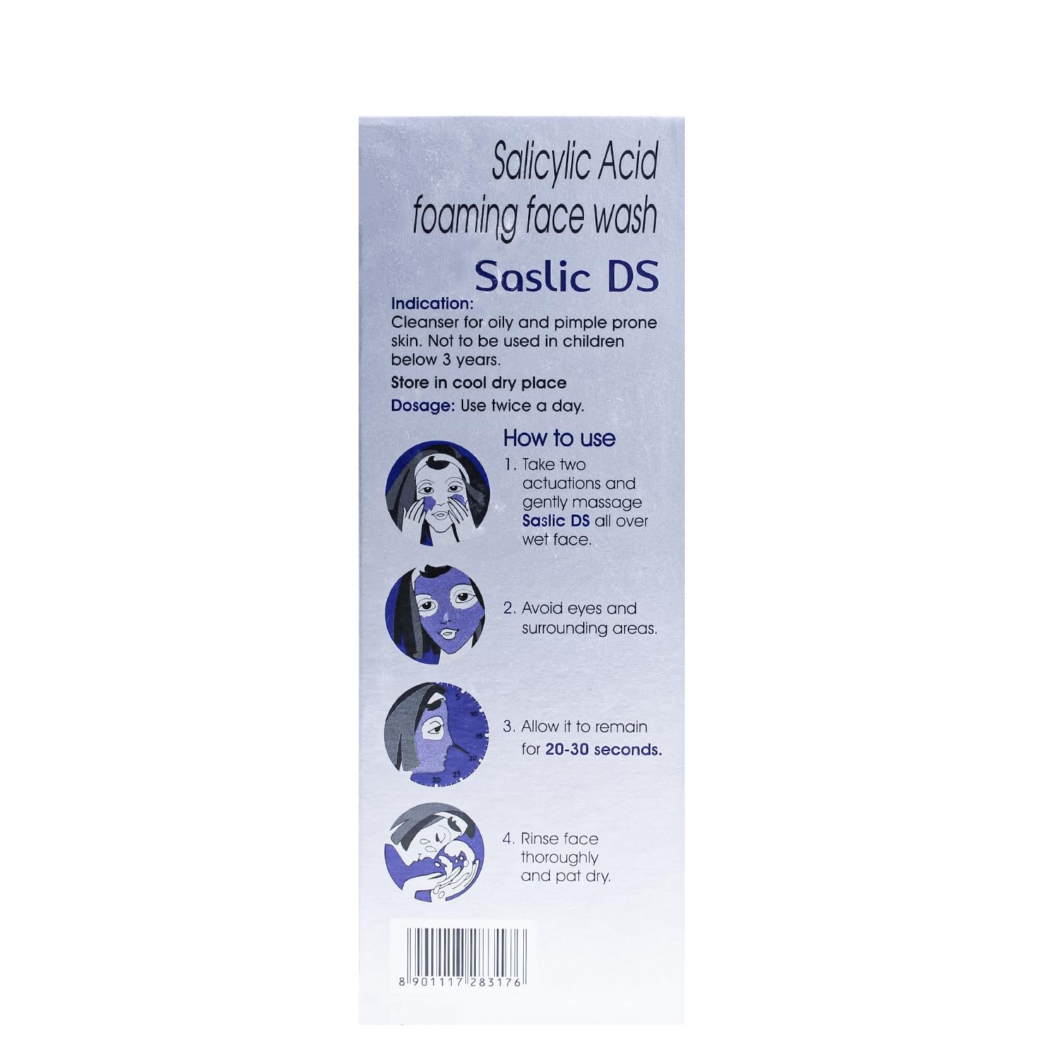 Saslic DS Foaming Face Wash with Salicylic Acid | pH 5.5 60ml