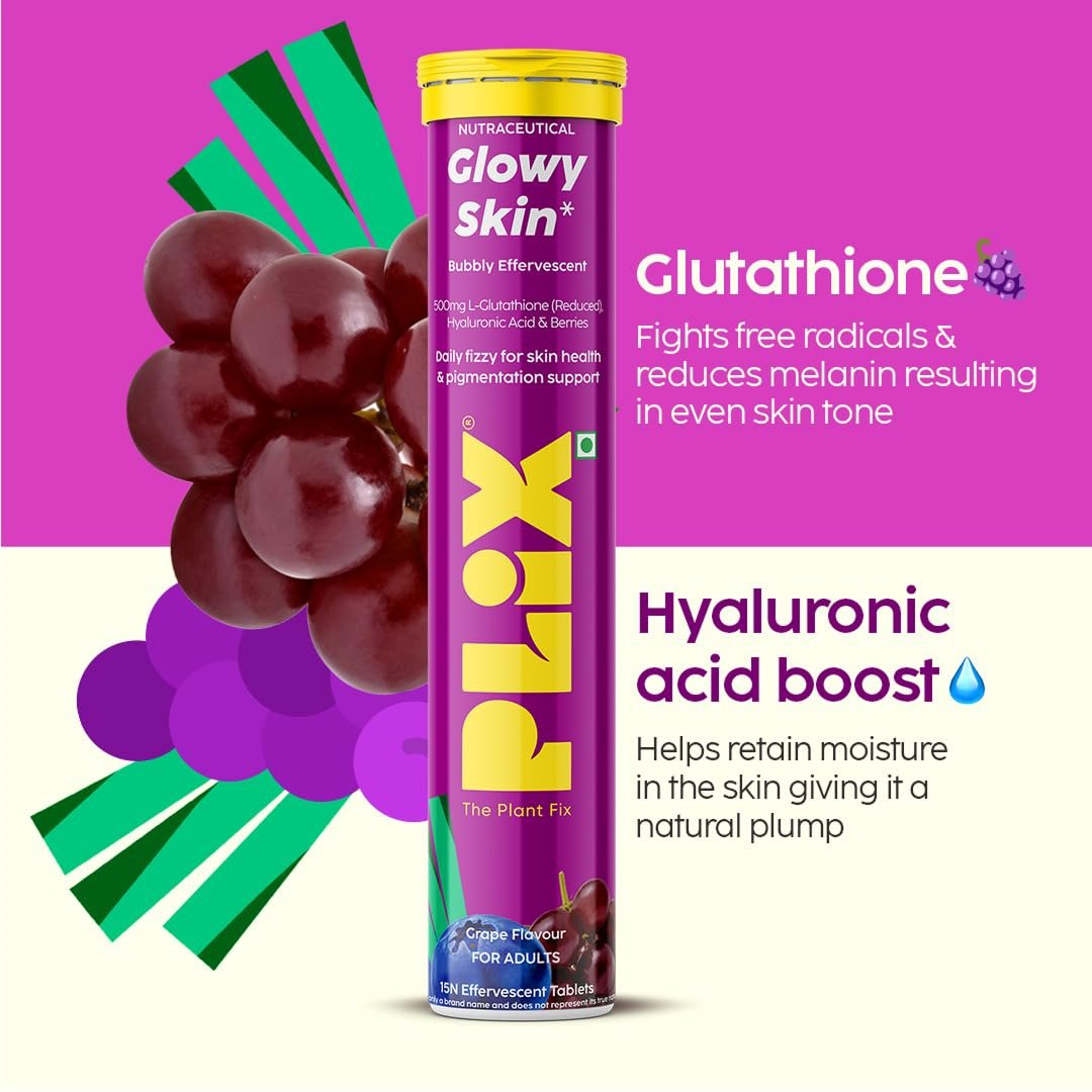 PLIX - THE PLANT FIX Glutathione Effervescent Tablets 500mg Glutathione (15Tablets)