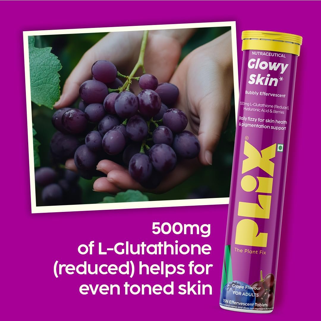 PLIX - THE PLANT FIX Glutathione Effervescent Tablets 500mg Glutathione (15Tablets)
