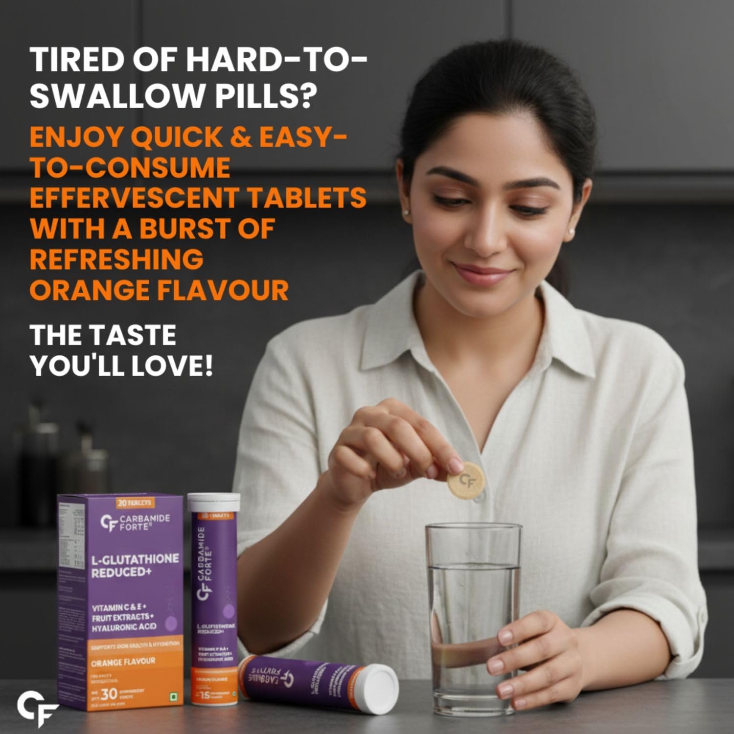 Carbamide Forte Japanese Reduced L Glutathione Supplements Effervescent Tablet 600mg | L Glutathione Tablets ( Pack of 2 )