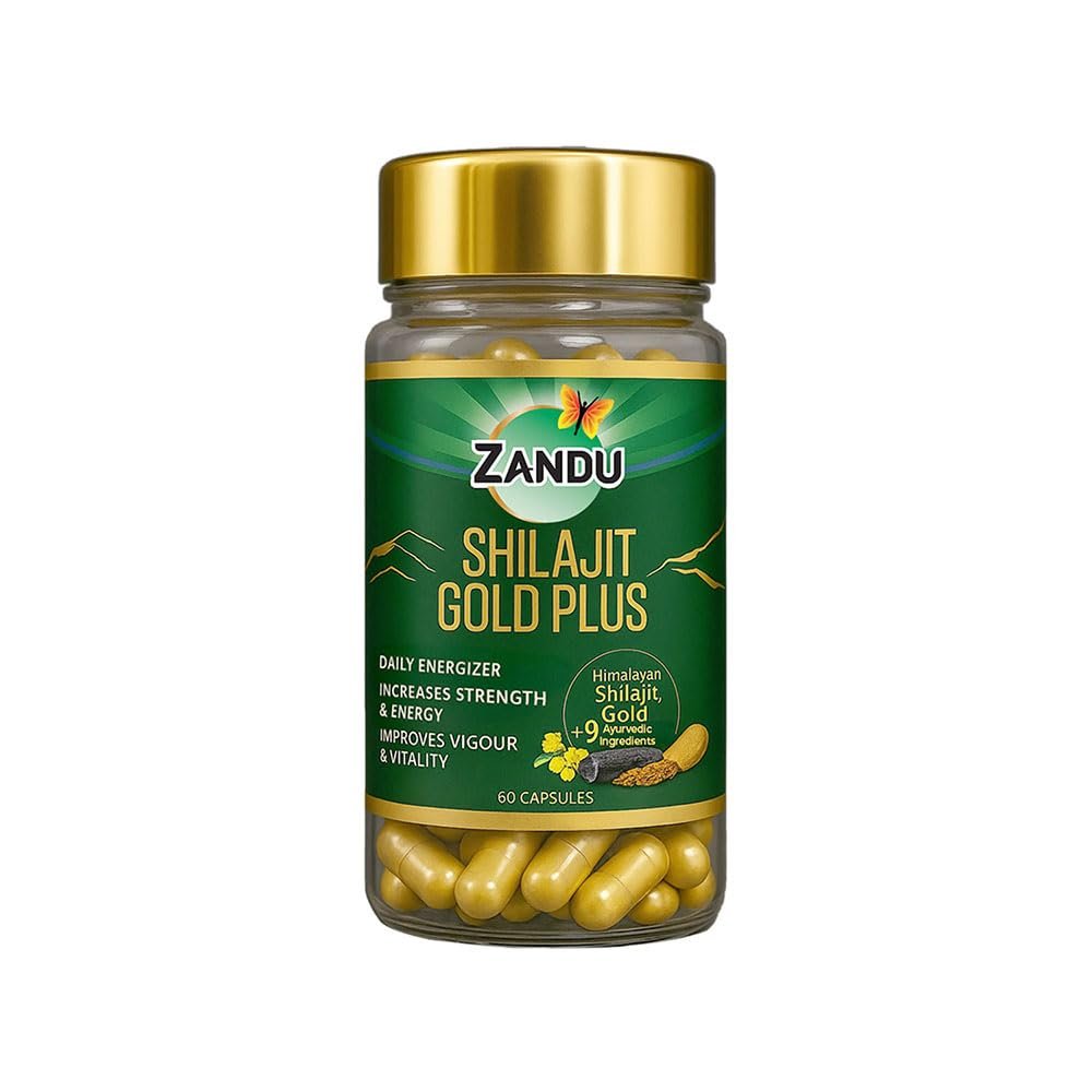 Zandu Shilajit/Shilajeet Gold Plus Boosts Stamina, Strength & Energy 60 Capsules
