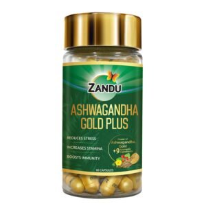 Zandu Ashwagandha Gold Plus I Reduces Stress & Cortisol, Improves Sleep and Muscle Recovery 60 Capsules