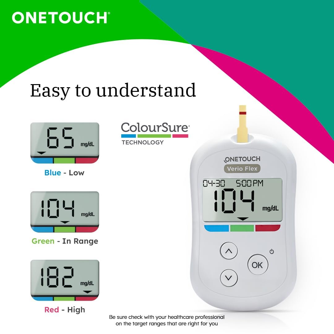 OneTouch Verio Flex Glucometer (Box of 10 Test strips Free) | Blood Glucose Monitors
