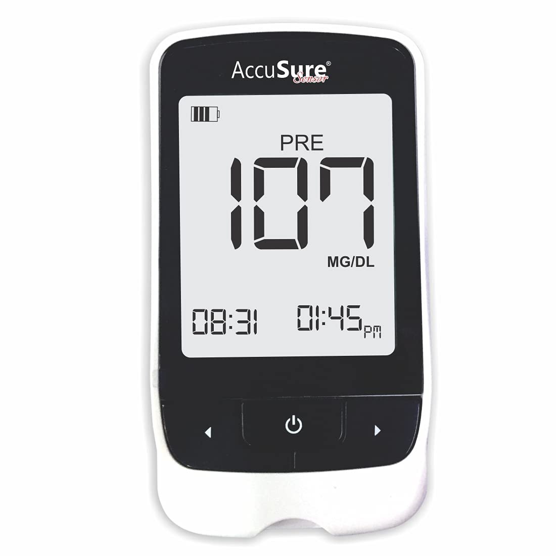 AccuSure Sensor Glucometer Machine with 25 Test Strips & 10 Lancets, Multicolor