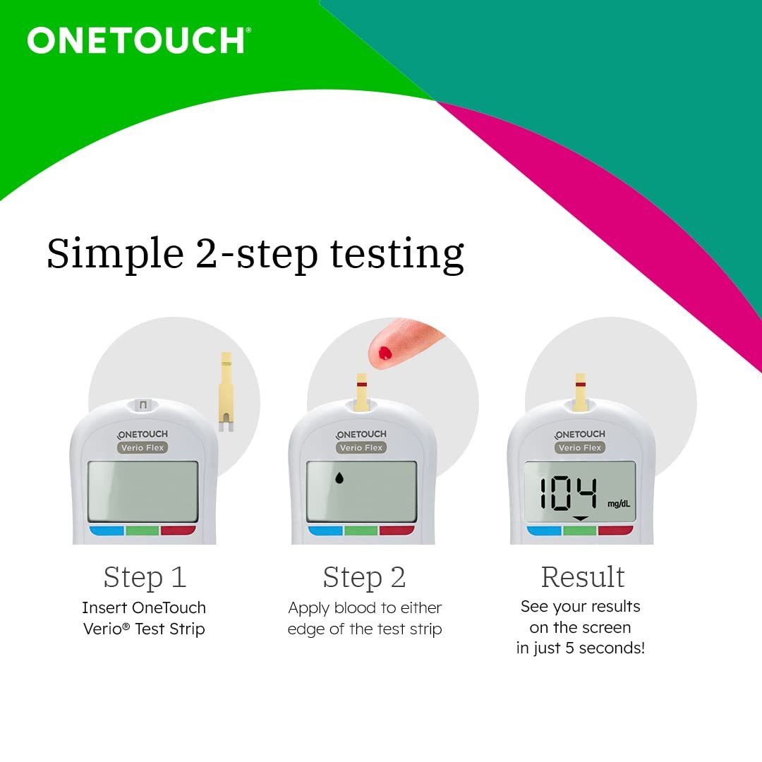 OneTouch Verio Flex Glucometer (Box of 10 Test strips Free) | Blood Glucose Monitors