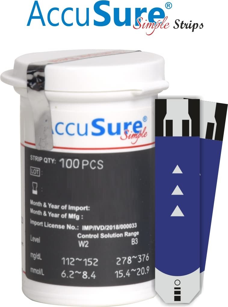 AccuSure Simple Blood Glucose Test 100 Strips