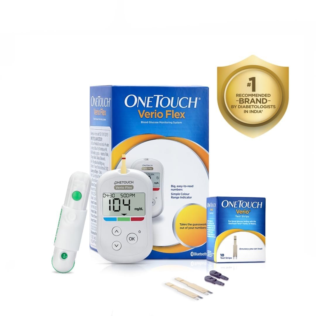 OneTouch Verio Flex Glucometer (Box of 10 Test strips Free) | Blood Glucose Monitors