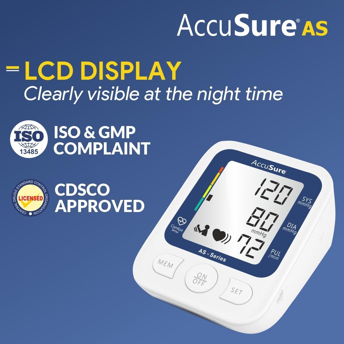 AccuSure AS Series Automatic and Advance Feature Arm Blood Pressure Monitoring System, White