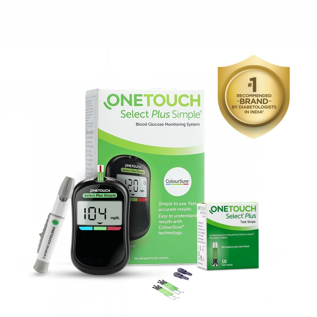 OneTouch Select Plus Simple Glucometer with 10 Free Strips Black | Diabetes Monitoring Devices | Blood Glucose Monitors