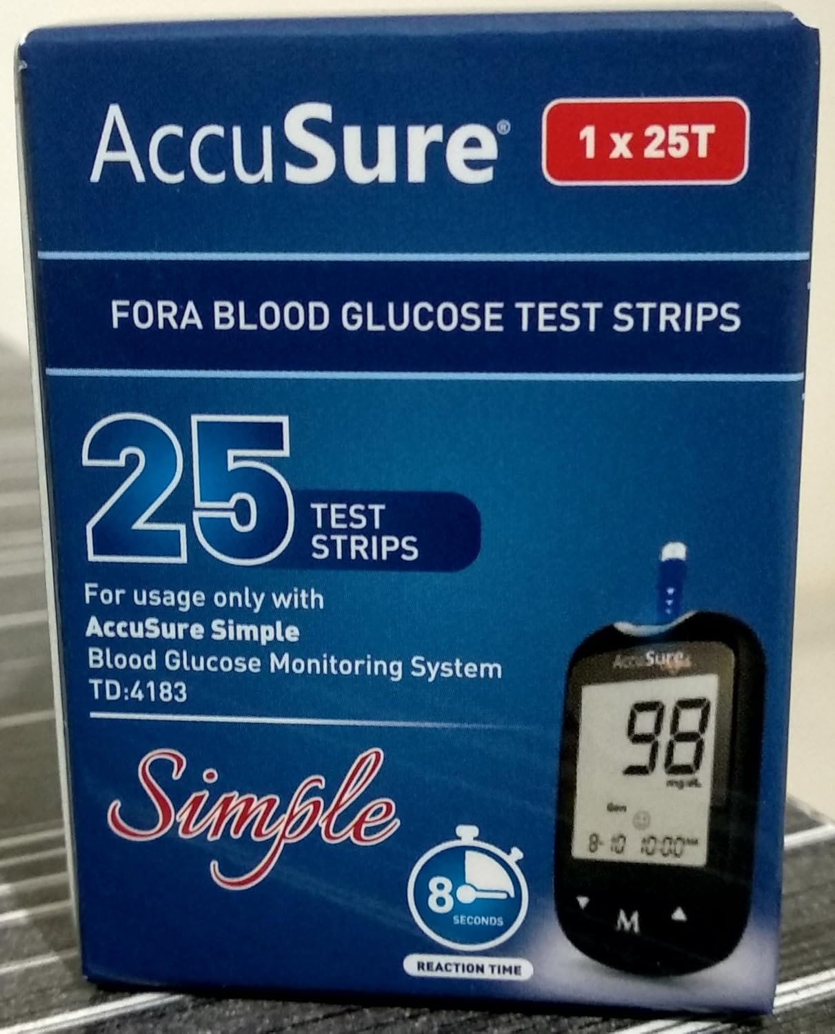 Accusure Simpal Test Strips, 25 Strips (Only Strips)