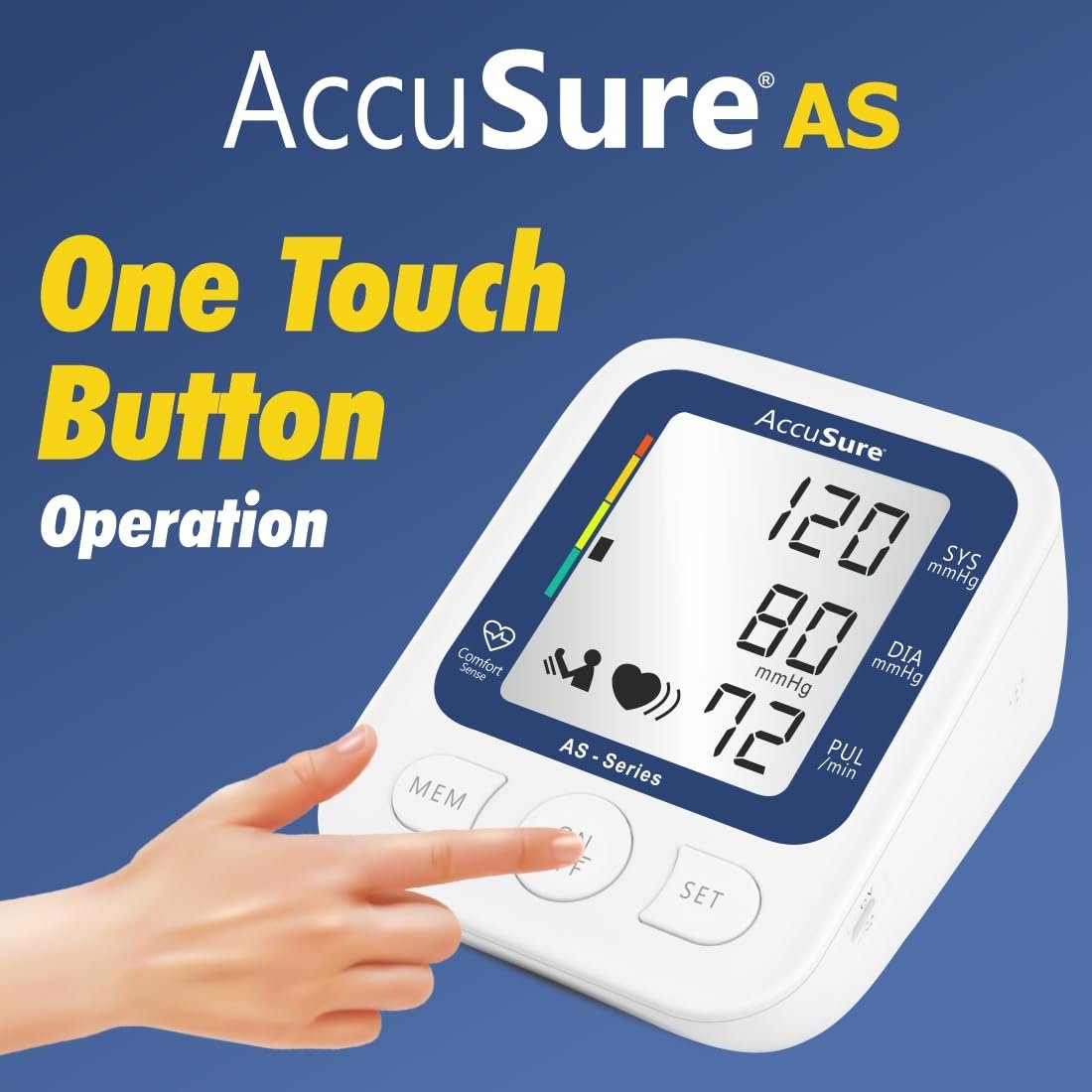 AccuSure AS Series Automatic and Advance Feature Arm Blood Pressure Monitoring System, White