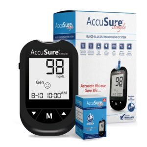 AccuSure Simple Digital Glucometer Kit |with 25 Strips,10 Lancet,1 Lancing device