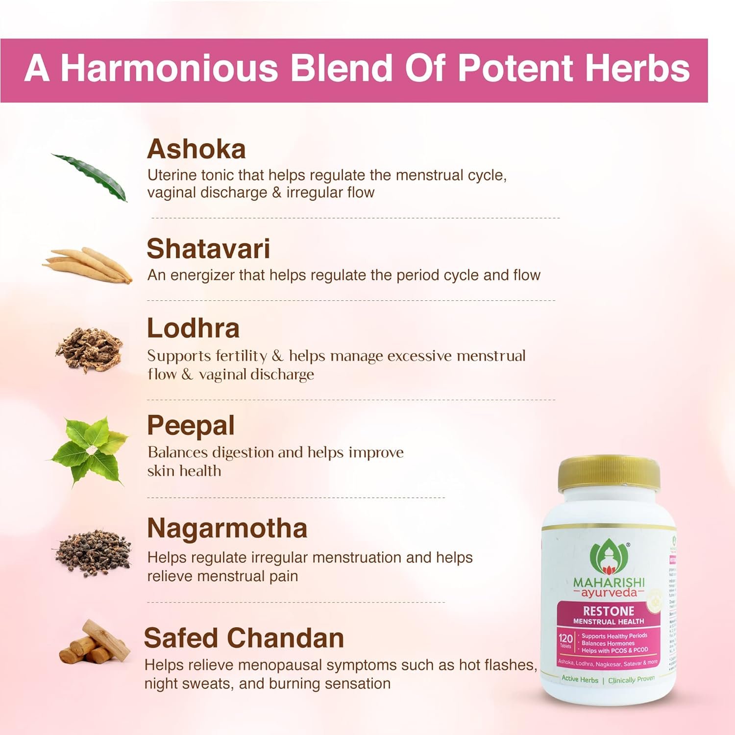 Maharishi Ayurveda PCOD PCOS supplements for Women Restone 60 Tablets