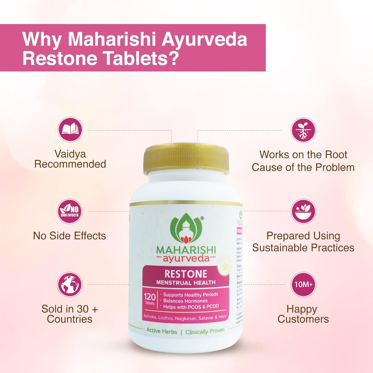 Maharishi Ayurveda PCOD PCOS supplements for Women Restone 60 Tablets