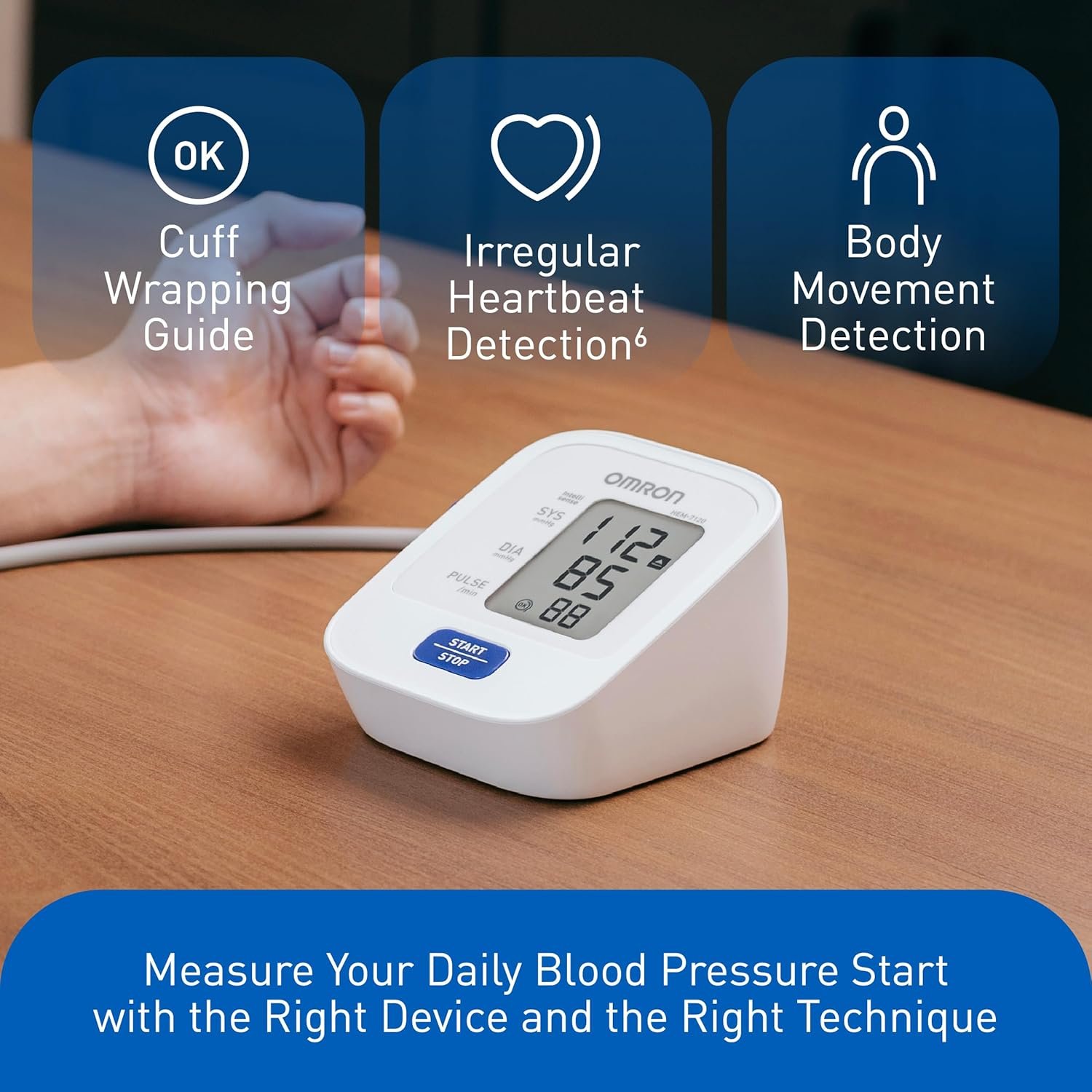 Omron HEM 7120 Fully Automatic Digital Blood Pressure Monitor With Intellisense Technology For Most Accurate Measurement - Arm Circumference (22-32Cm)
