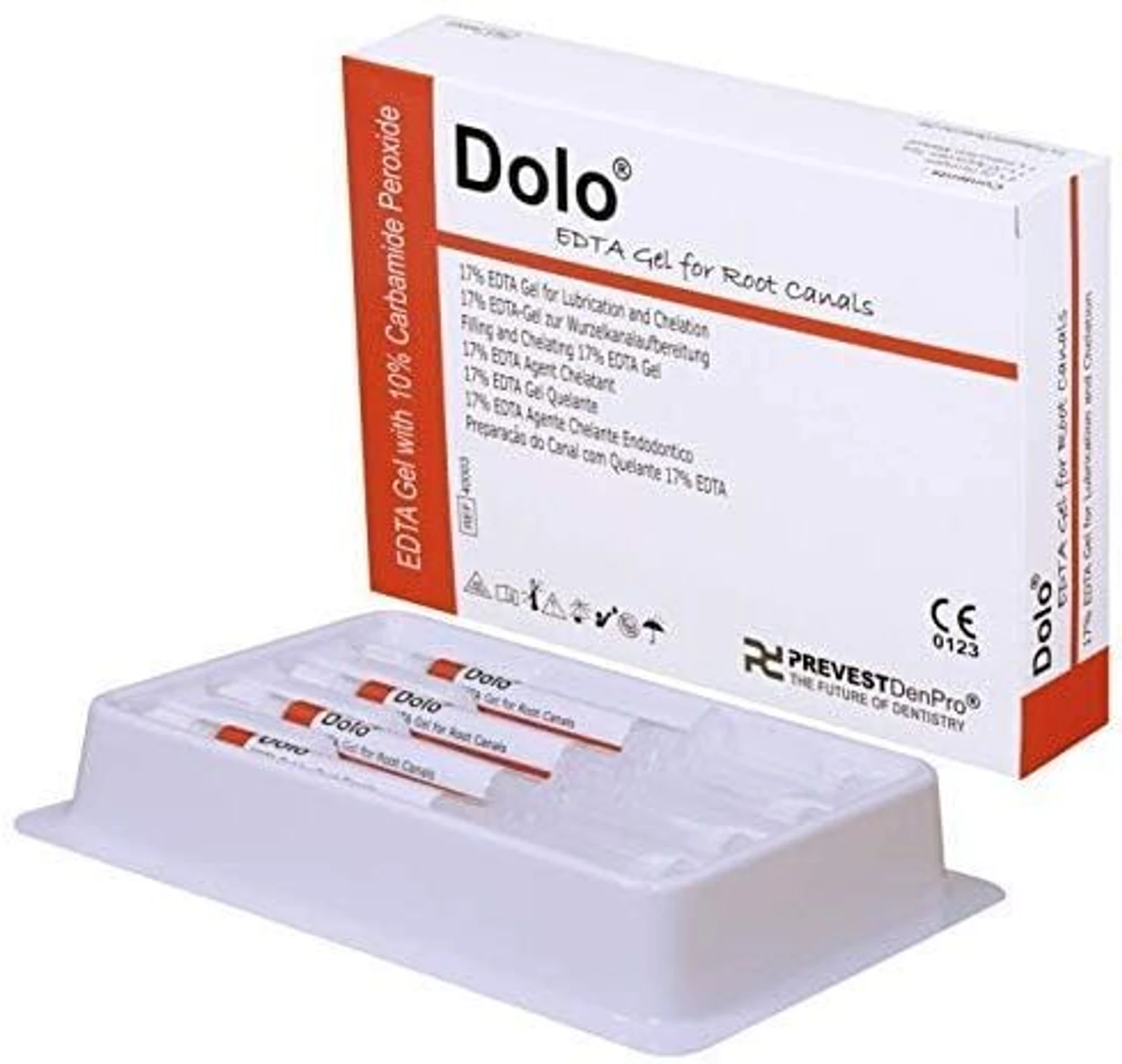 Prevest DenPro Dolo EDTA Gel for Root Canal Lubrication and Chelation, 17% EDTA with 10% Carbamide Peroxide, 40 Syringes of 2gm
