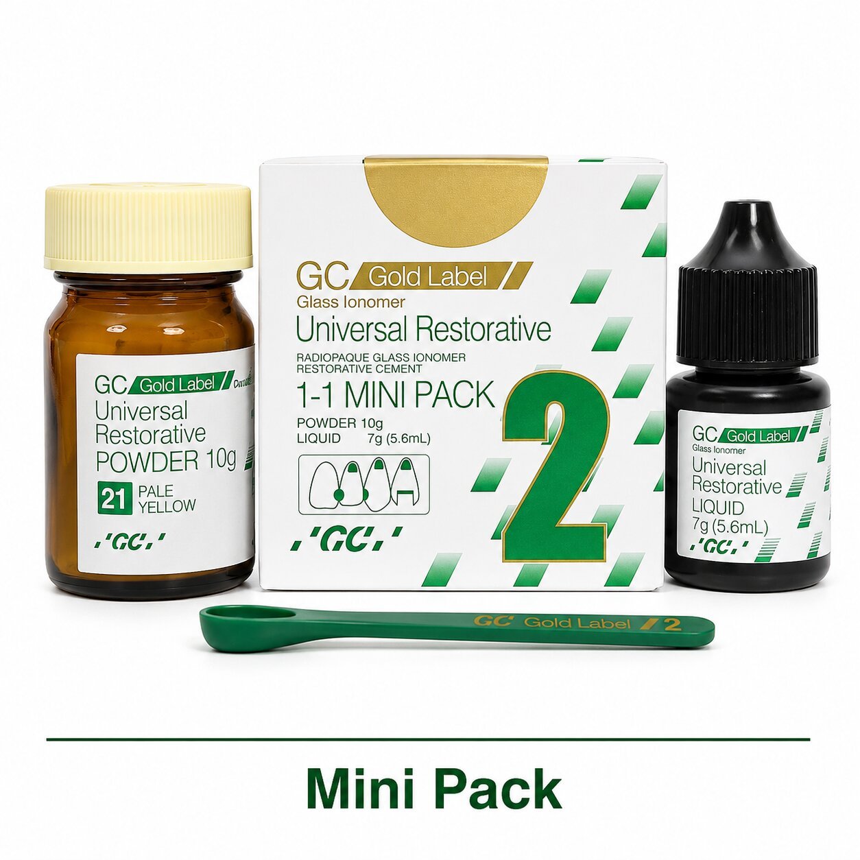 GC Gold Label 2 Restorative Glass Ionomer Cement - Mini Pack (10g Powder + 7g Liquid)