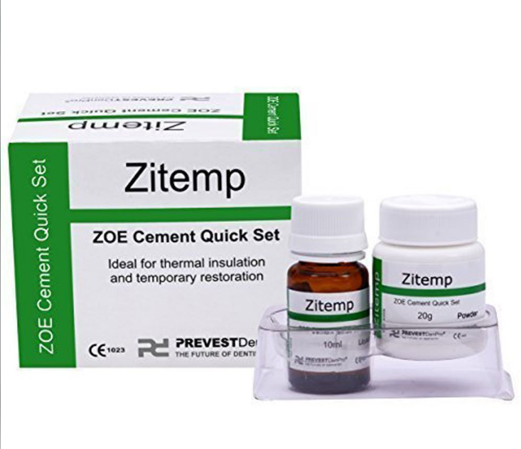 Prevest DenPro Zitemp ZOE Cement Quick Set, Liquid - 10ml, Powder - 20gm